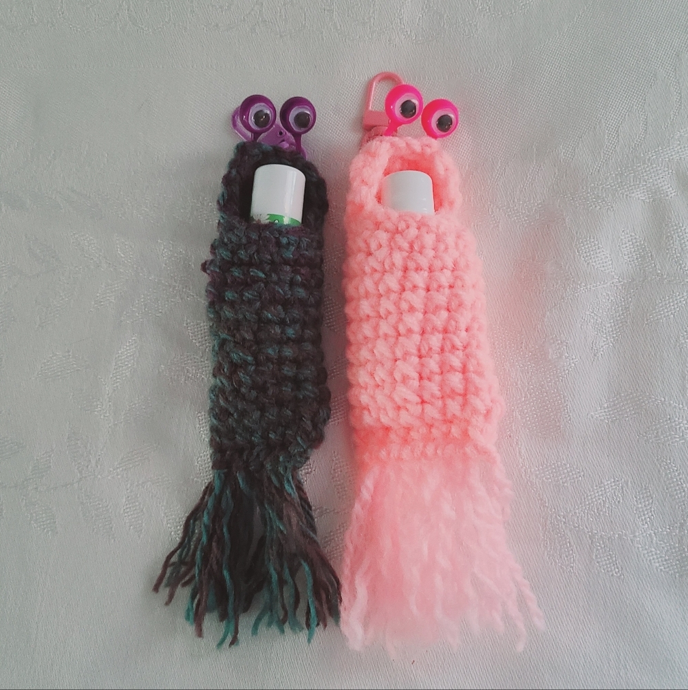 Crochet Googly Eye Alien Yip Yip Key Chain Lip Balm Holders With Sierra Bees!